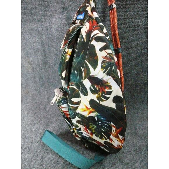KAVU Rope Sling Bag Tropical Floral Print Crossbody Backpack Outdoor Travel Pack - Picture 4 of 11